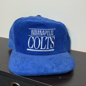 Vintage NFL Indianapolis Colts Snapback Hat 80s Annco Trucker Corduroy